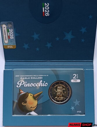 Taliansko 2 euro 2026 - Carlo Collodi - Pinocchio - COIN CARD
