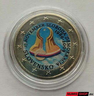 Slovensko 2 euro 2009 - Dňa boja za slobodu a demokraciu - COLOR (modro-žltá)