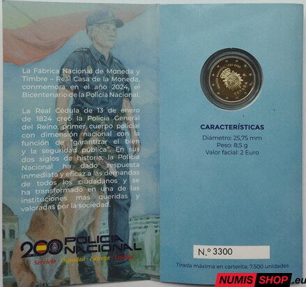Španielsko 2 euro 2024 - Polícia - PROOF