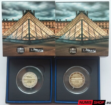 Francúzsko 2 x 2 euro 2025 - Louvre - PROOF + REVERSE PROOF