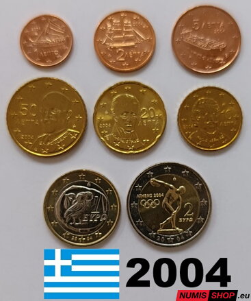Sada Grécko 2004 - 1 cent - 2 euro (OH Atény) - UNC 