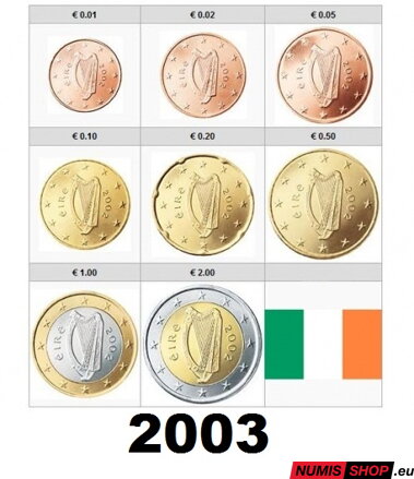 Sada Írsko 2003 - 1 cent - 2 euro - UNC 