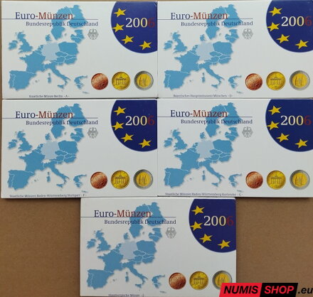 Sada Nemecko 2006 PROOF - A, D, F, G, J - 5 x 5,88