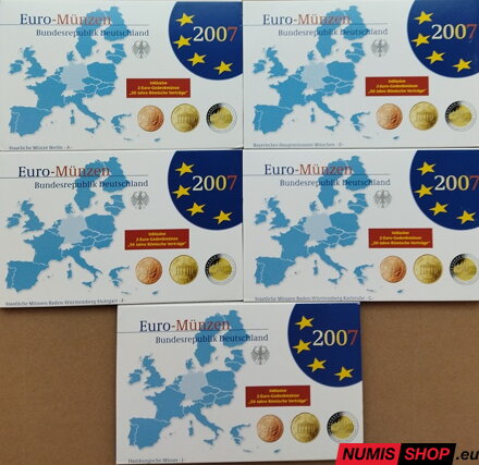 Sada Nemecko 2007 PROOF - A, D, F, G, J - 5 x 5,88