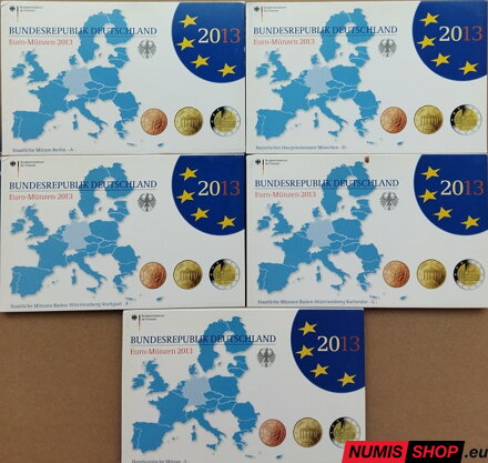 Sada Nemecko 2013 PROOF - A, D, F, G, J - 5 x 5,88