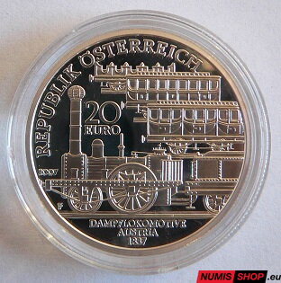 Rakúsko 20 eur 2007 - Rakúske železnice 1/6 - Severná železnica cisára Ferdinanda - PROOF