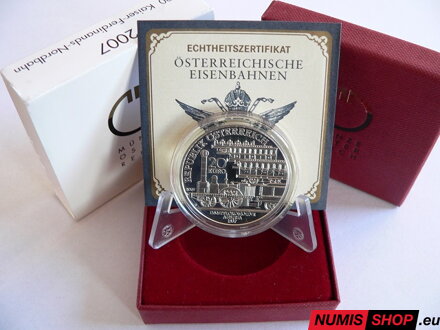 Rakúsko 20 eur 2007 - Rakúske železnice 1/6 - Severná železnica cisára Ferdinanda - PROOF