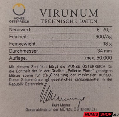 Rakúsko 20 eur 2010 - Rím na Dunaji 1/6 - Virunum - PROOF
