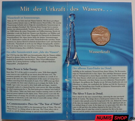 5 eur Rakúsko 2003 - Vodná energia - folder