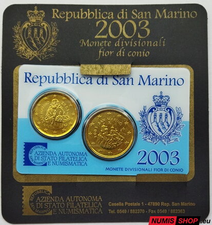 San Maríno 2003 - 20 + 50 cent minikit - UNC