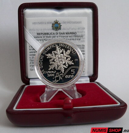 5 euro San Marino 2005 - Olympic games in Torino - PROOF