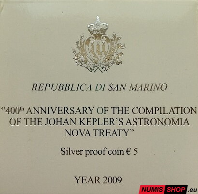 5 euro San Marino 2009 - Johan Kepler - PROOF 5 euro San Marino 2009 - Johan Kepler - PROOF