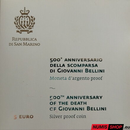 5 euro San Marino 2016 - Giovanni Bellini - PROOF