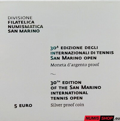 5 euro San Marino 2023 - Tennis Open - PROOF