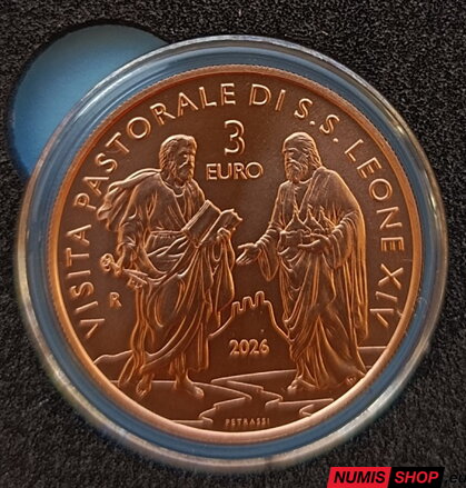 3 euro San Marino 2026 - Visita Pastorale Leone XIV