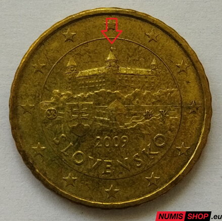 10 cent Slovensko 2009 - chyba - vlajočka na veži