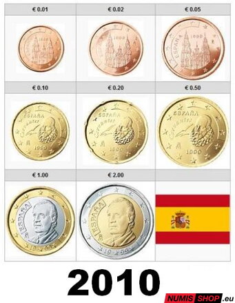 Sada Španielsko 2010 - 1 cent - 2 euro - UNC