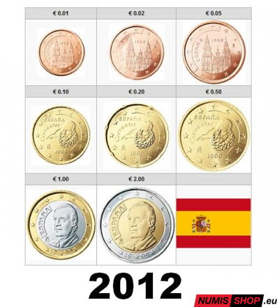 Sada Španielsko 2012 - 1 cent - 2 euro - UNC 