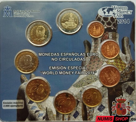 Sada Španielsko 2014 World Monay Fair + pamätné 2-euro