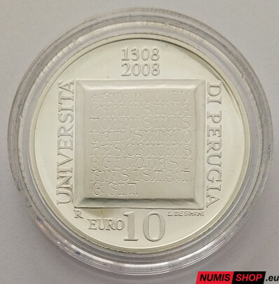 Taliansko 10 euro 2008 - Univerzita Perugia - PROOF