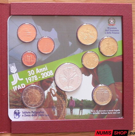 Sada Taliansko 2008 + strieborné 5 euro Medzinárodný fond pre rozvoj poľnohospodárstva