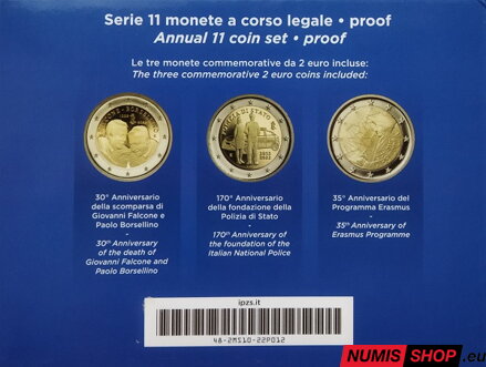 Sada Taliansko 2022 - PROOF + 3 x pamätné 2-euro Sada Taliansko 2022 - PROOF + 3 x pamätné 2-euro