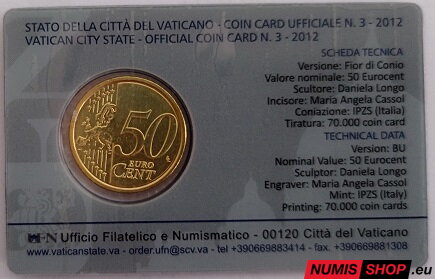 Vatikán 50 cent 2012 Coin Card
