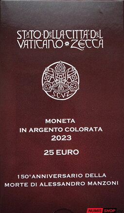 25 euro Vatikán 2023 - Manzoni - kolorovaná - PROOF