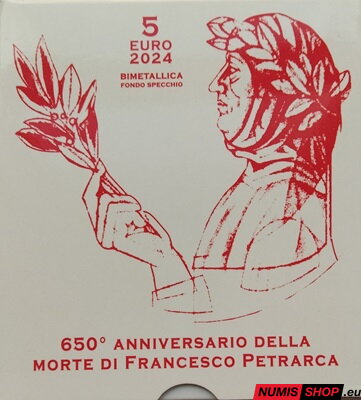5 euro Vatikán 2024 - Francesco Petrarca - PROOF