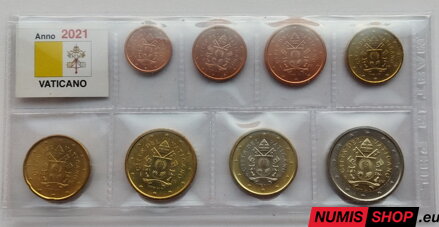 Vatikán 2021 - 1 cent až 2 euro - UNC