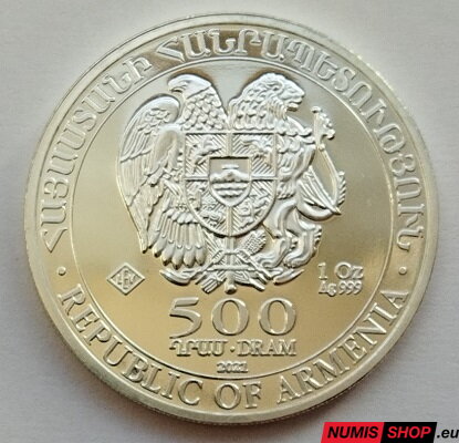 Arménsko - 1 oz Noah´s Ark (Noemova Archa) - 2021 - investičné striebro