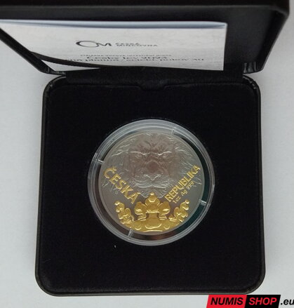 Česká republika - 1 oz Český lev s černou platinou a selektivní pokov Au - 2023