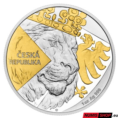 Česká republika - 1 oz Český lev - 2024 - selektívny pokov zlato - číslovaný v karte