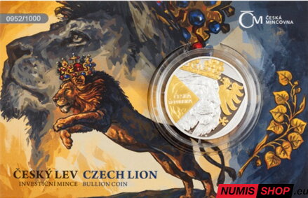 Česká republika - 1 oz Český lev - 2024 - selektívny pokov zlato - číslovaný v karte