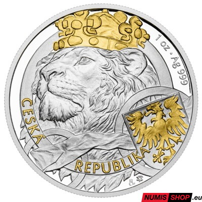 Česká republika - 1 oz Český lev - 2025 - selektívny pokov zlato - číslovaný v karte