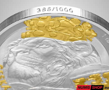 Česká republika - 1 oz Český lev - 2025 - selektívny pokov zlato - číslovaný v karte