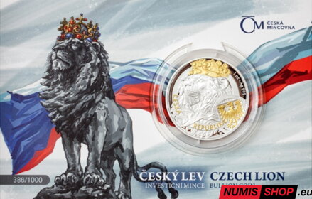 Česká republika - 1 oz Český lev - 2025 - selektívny pokov zlato - číslovaný v karte