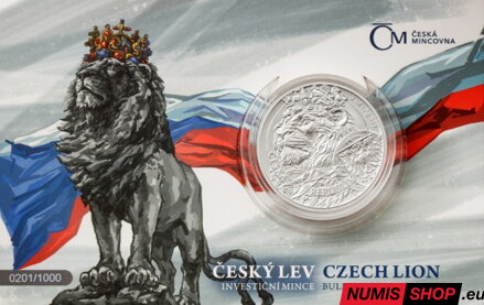 Česká republika - 2 oz Český lev - 2025 - číslovaný v karte
