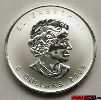 Kanada - 1 oz Maple Leaf - 2008 - Rat - reverse proof - investičné striebro