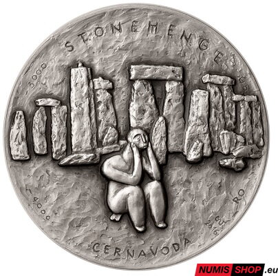 Strieborná minca - Cvengrošová - Poklady starých civilizácií II. - Stonehenge - vysoký reliéf