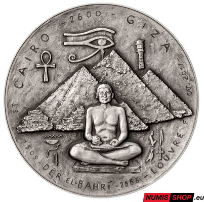 Strieborná minca - Cvengrošová - Poklady starých civilizácií III. - pyramídy v Gíze - vysoký reliéf