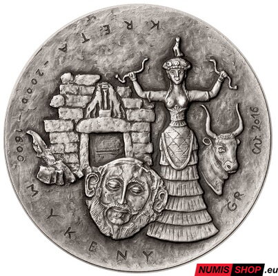 Strieborná minca - Cvengrošová - Poklady starých civilizácií IV. - minojská a mykénska kultúra - vysoký reliéf