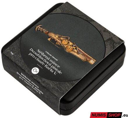 Strieborná minca 1 oz - Strelné zbrane - Pištoľ pre cisára Karola V. - proof