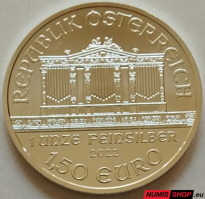 Rakúsko - 1 oz Philharmoniker - 2022 - investičné striebro