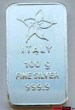 Strieborná investičná tehla 100 g  - Italy