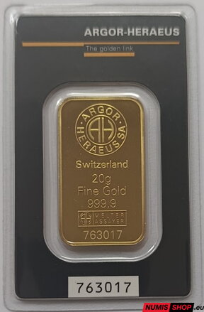 Zlatá investičná tehlička - Argor Heraeus - 20 g