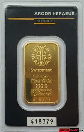 Zlatá investičná tehlička - Argor Heraeus - 1 oz