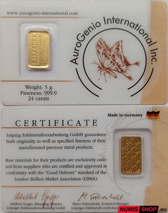 Zlatá investičná tehlička - AuroGenio - 5 g