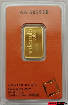Zlatá investičná tehlička - Valcambi suisse - 10 g