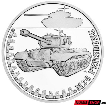 Strieborná minca 1 oz - Obrnená technika - M26 Pershing  - proof